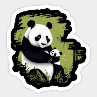 Mother and Child Panda Bear Sticker